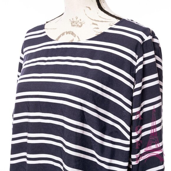 Crown Ivy striped Navy blouse top size 0X ruffle polka dot preppy  💖2/$30 - Picture 8 of 14